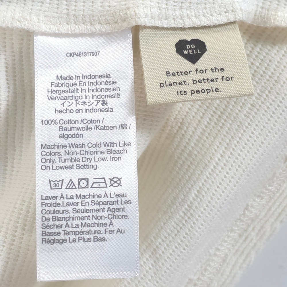 Madewell Ribbed Knit Crop Tank Top Womens L V-Neck Cream Coastal Minimalist - Picture 8 of 8